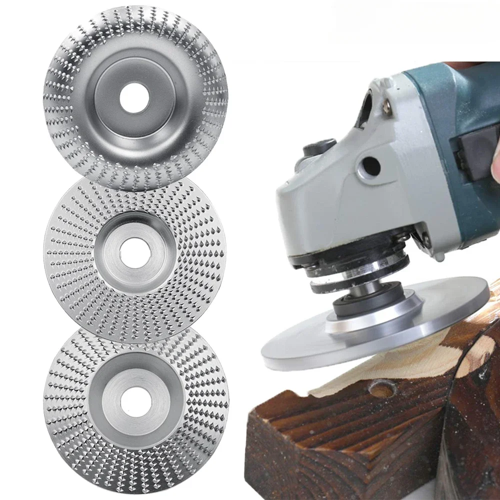 

4 Inch Round Wood Angle Grinding Wheel Sanding Carving Rotary Tool Abrasive Disc for Angle Grinder Tungsten Carbide 16mm Bore