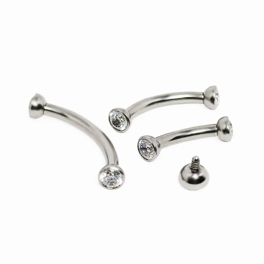 Piercing en Titane F136, Boucle d'Oreille, Fil Interne, Barbell Incurvé, Labret Jules, Bijoux de Corps