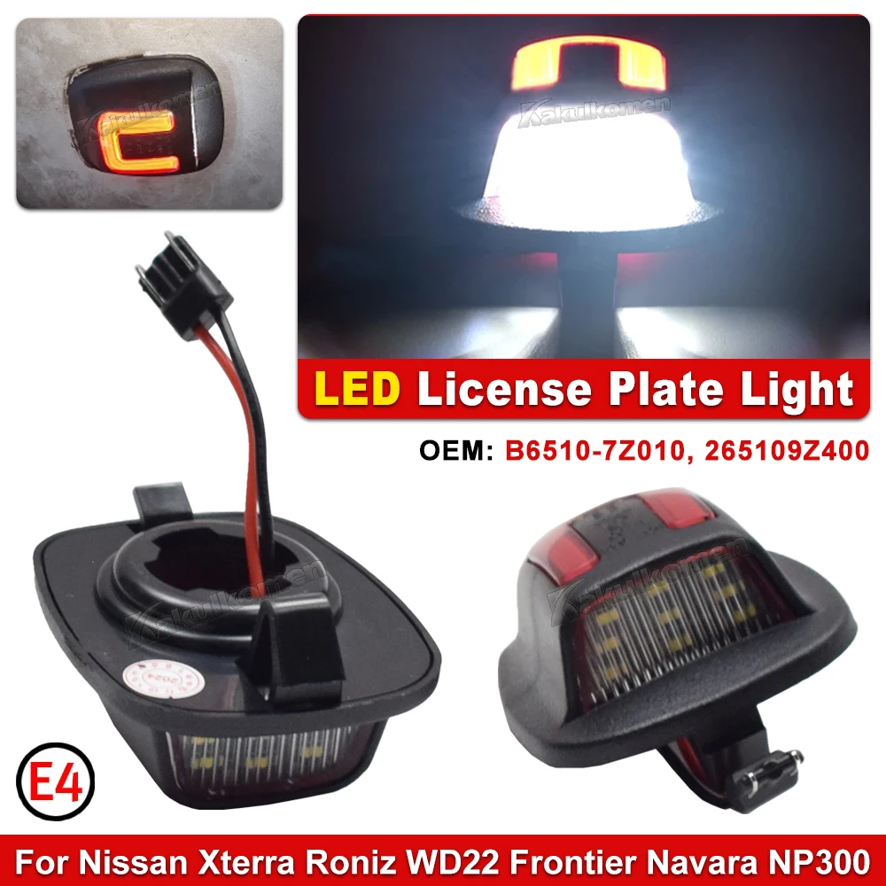 2Pcs White Red LED License Number Plate Lights For Nissan Xterra(Roniz) WD22 for Nissan Frontier Navara/NP300/ D22 1998-2004