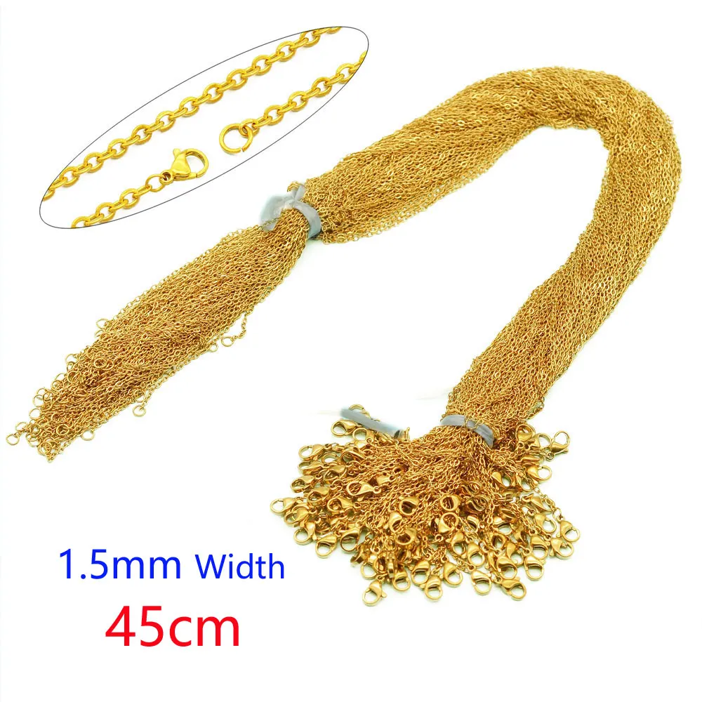 LAVIXMIA 100 teile/los Groß Großhandel 304 Edelstahl Kabel Link Rolo Kette Halskette für DIY Schmuck Machen Silber Farbe 45-50 cm Frauen 10
