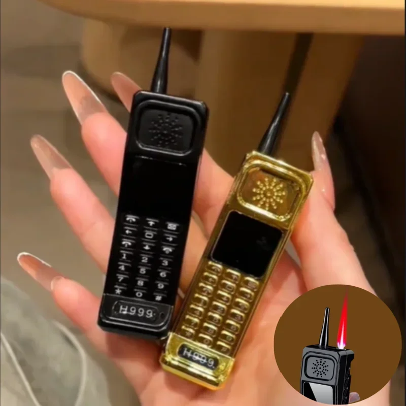 

Premium Retro Mobile Phone Lighter - New Vintage Style Windproof Red Jet Flame Refillable Butane Gas Personalized Men's Gift