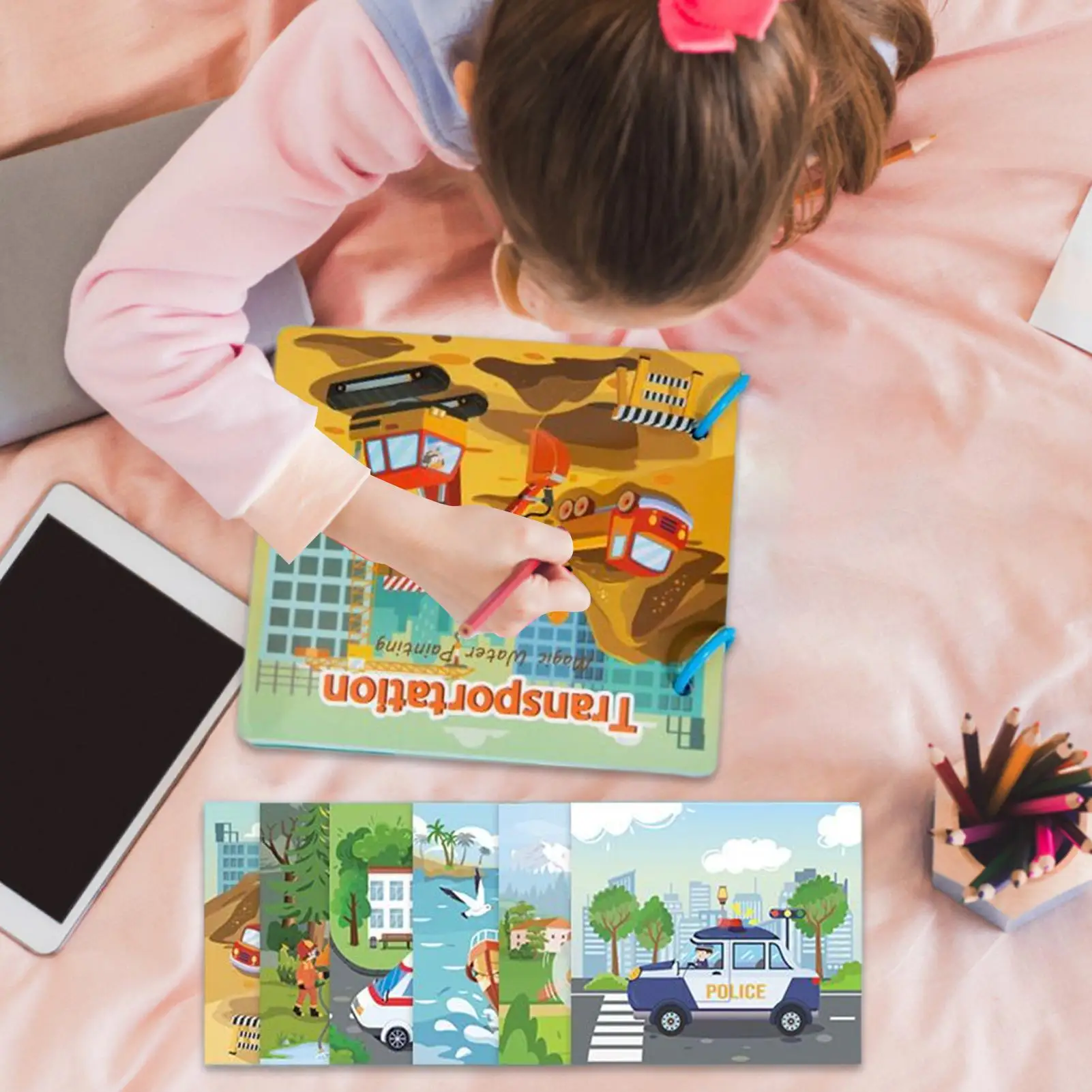 Książka do rysowania akwarelami, interaktywna zabawka, bezpieczna, książka z farbami akwarelowymi dla rodziny, dziecka, rodzica, chłopca, dziewczynki, do domu, szkoły.