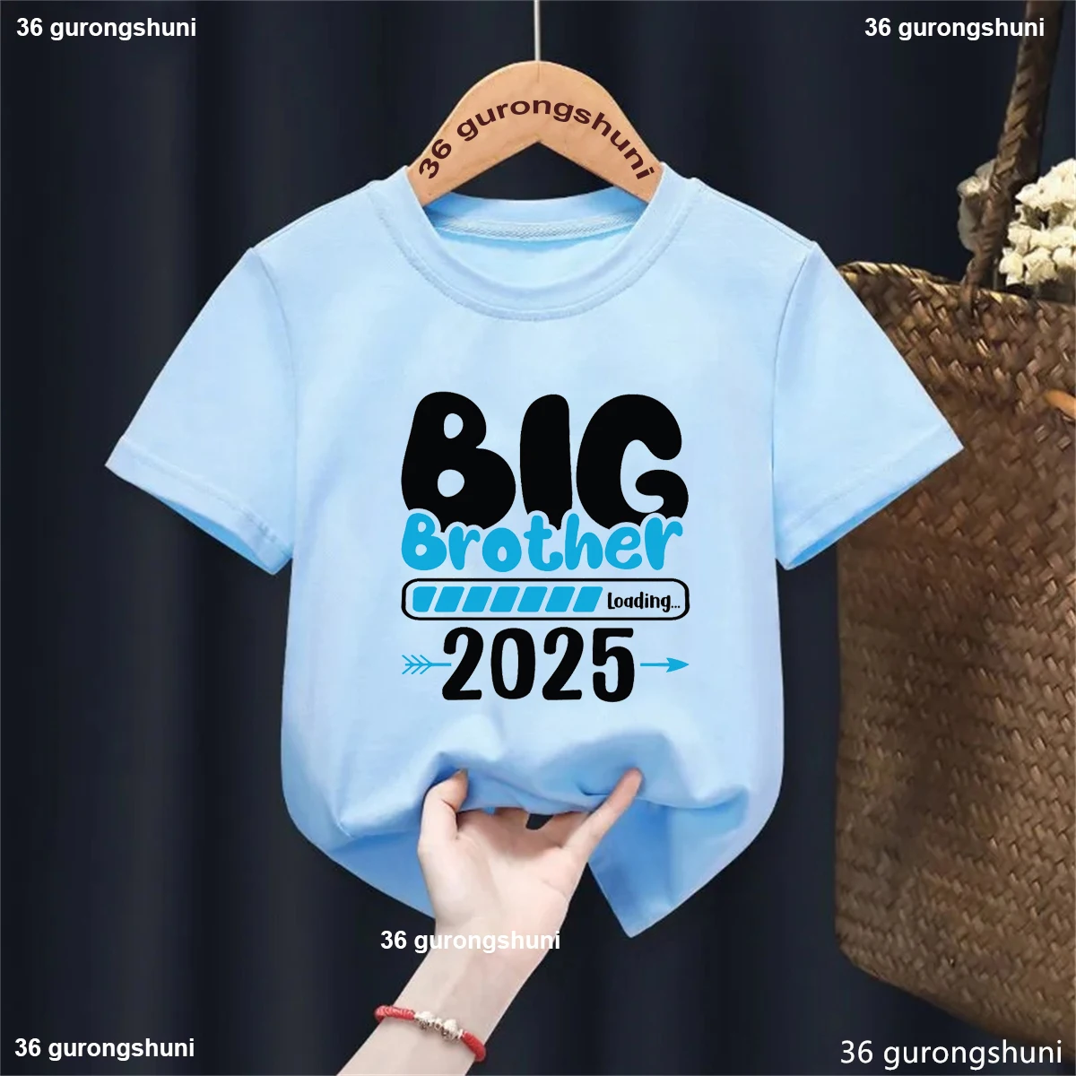 Funny Kids Clothes Big Brother Loading 2025 Letter Printed Tshirt Boys Harajuku Kawaii Children'S Clothing T-Shirt Streetwear