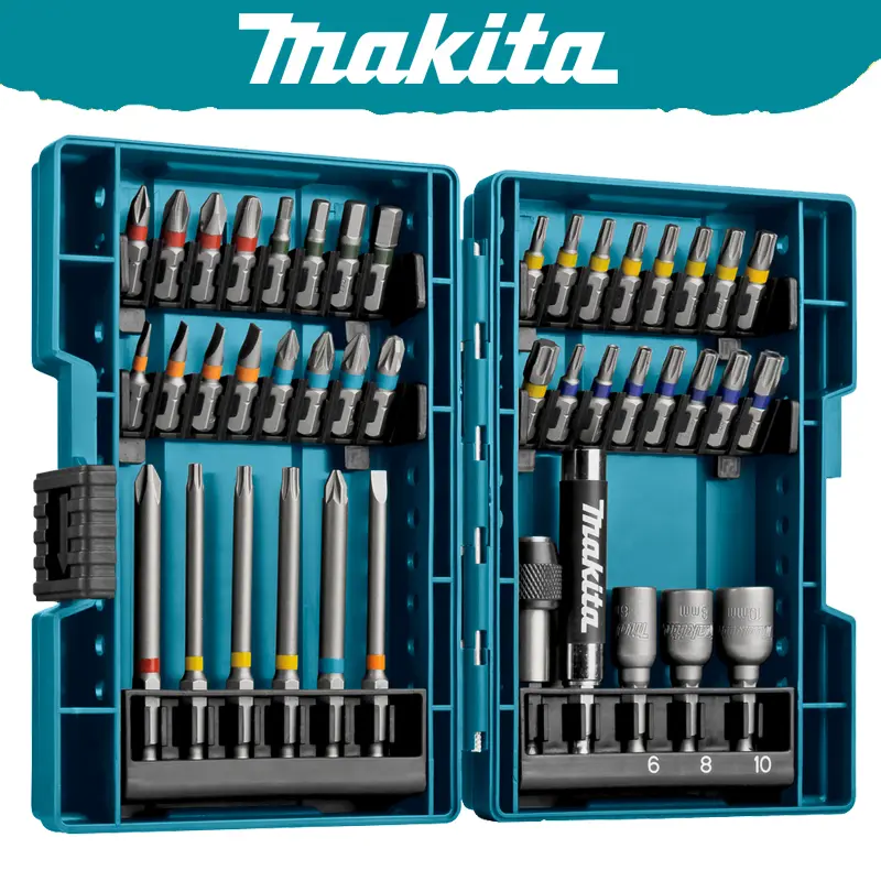 Makita B-55697 conjunto de bits de chave de fenda elétrica 43 peças cor codificada tipo flor cruzada soquete hexagonal acessórios de ferramenta elétrica