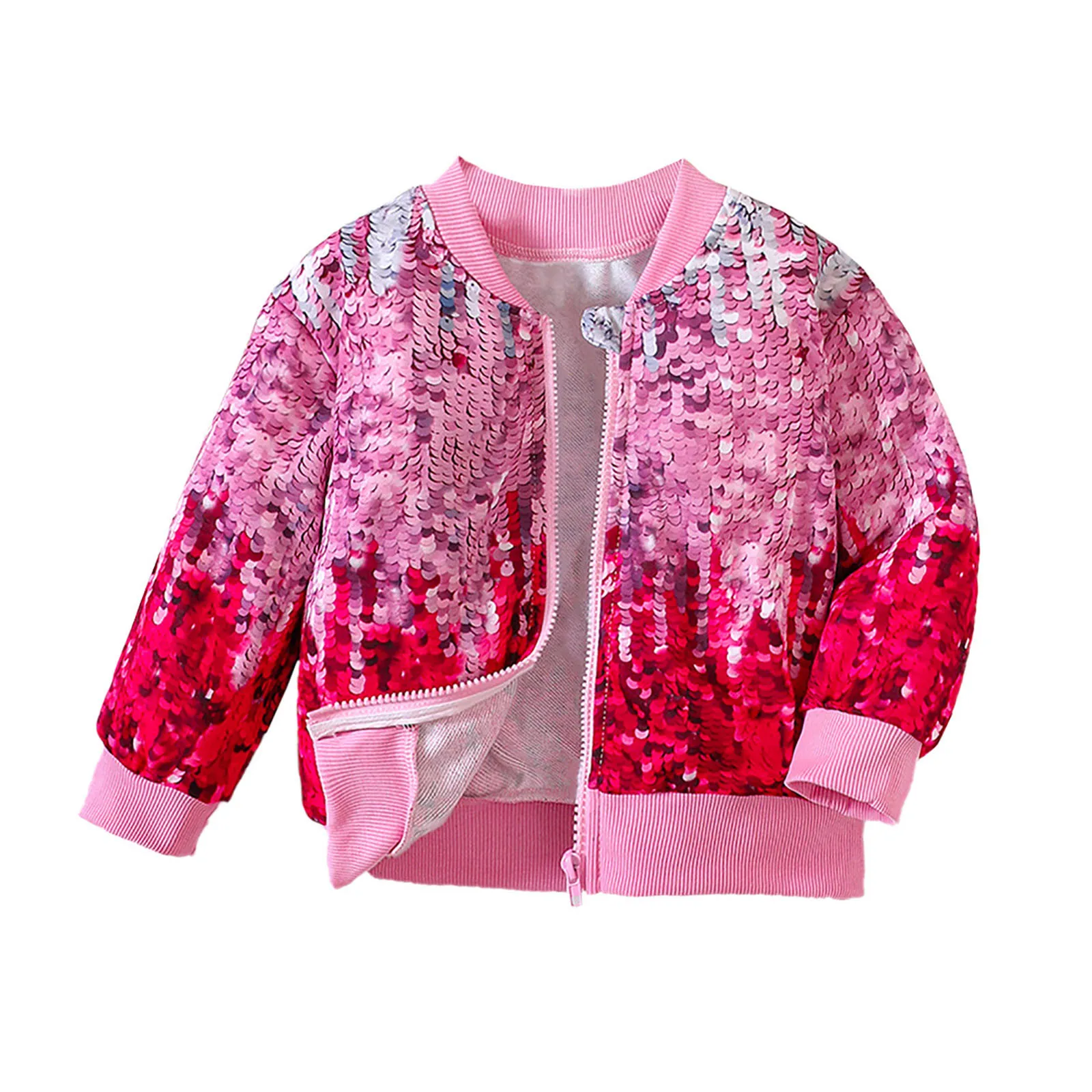 New Fashion Sequins Kids Toddler Coats Baby Girls Long Sleeve Jacket Outwear Zipper Tops Fall Winter Clothes for Girls 1-5 Years