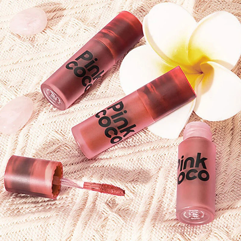 PINKCOCO sunset gauze matte lip glaze dry rose lipstick low saturation lip paste matte white