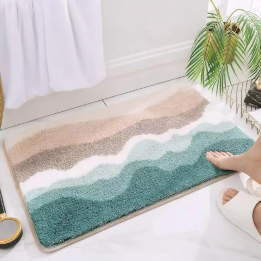

Microfiber Bathroom Rugs, Absorbent Soft Shaggy Carpet Floor Mats for Shower Tub Sink Toilet, Non-Slip Plush Carpet Floor Mats