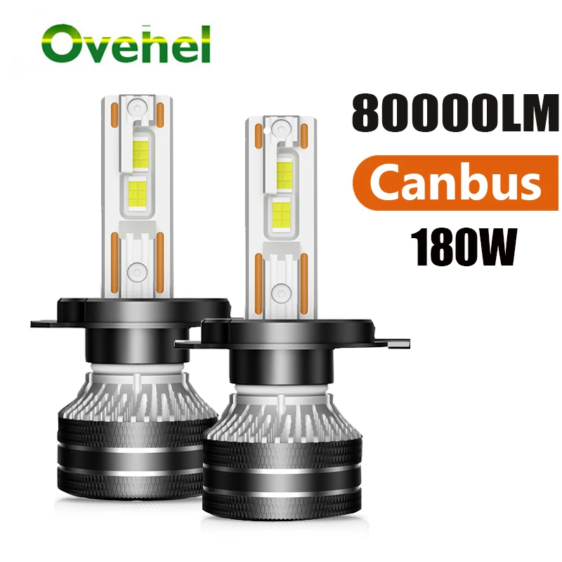 

OVEHEL H11 H7 LED 80000LM 180W Car HeadlightH4 Canbus LED 9005 9006 HB4 HB3 9012 HIR2 H9 Double Copper Tube K5C 6000K Auto Lamp