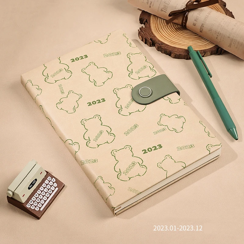 Zoecor A5 Notebooks 2023 Agenda Kawaii Planner Book Cute Bear Journals PU Monthly Weekly Блокнот Stationery for Office School