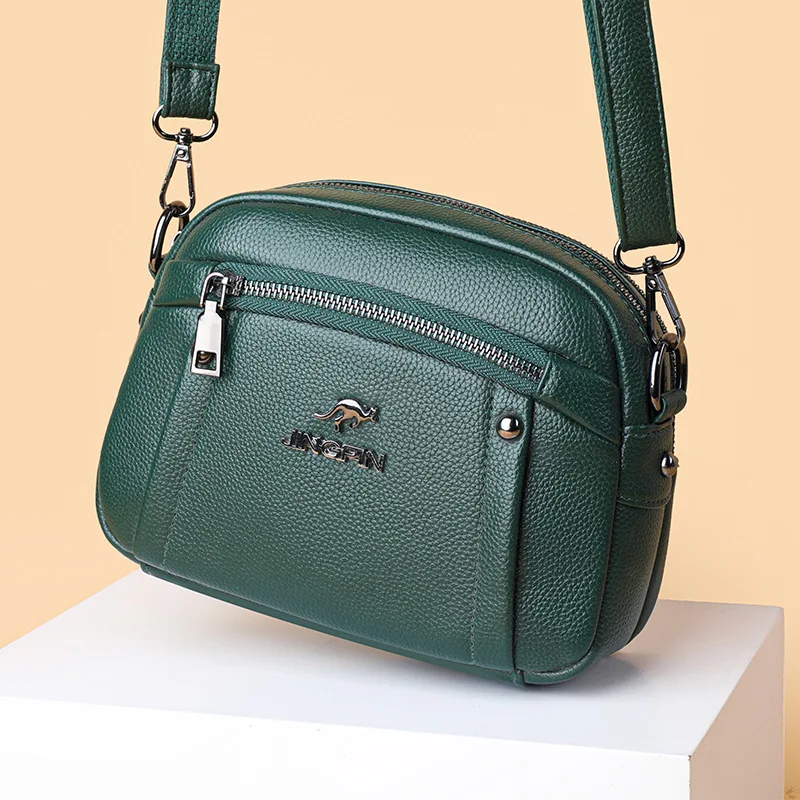 Women's Crossbody Bag, Water-Resistant Solid Color Square Shoulder Bag, Three Layer Zipper Closure Phone Purse Pouch for Women view 3