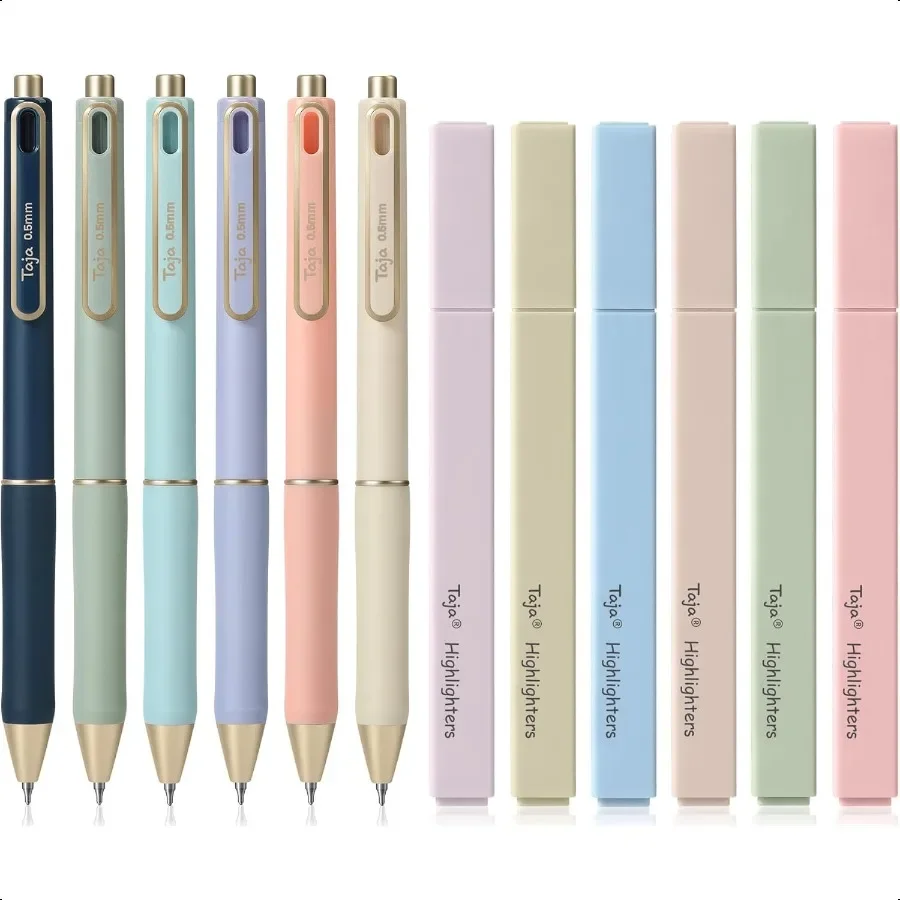 

12 Pack Aesthetic Highlighters and Gel Pens Set 6 NoBleed Pastel Highlighters and 6 Black Ink Pens for Bible Study Journaling S