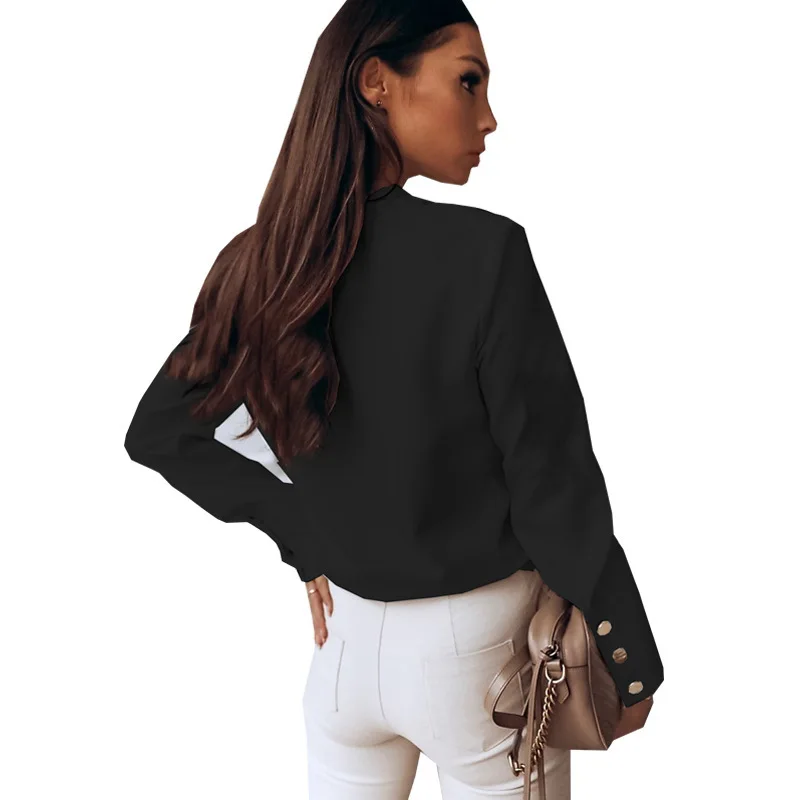 ملابس نسائية دائرية بأزرار Ne irt لون نقي للتنقل كاجوال فضفاضة تناسب طويلة من البوليستر irt ملابس مريحة #5