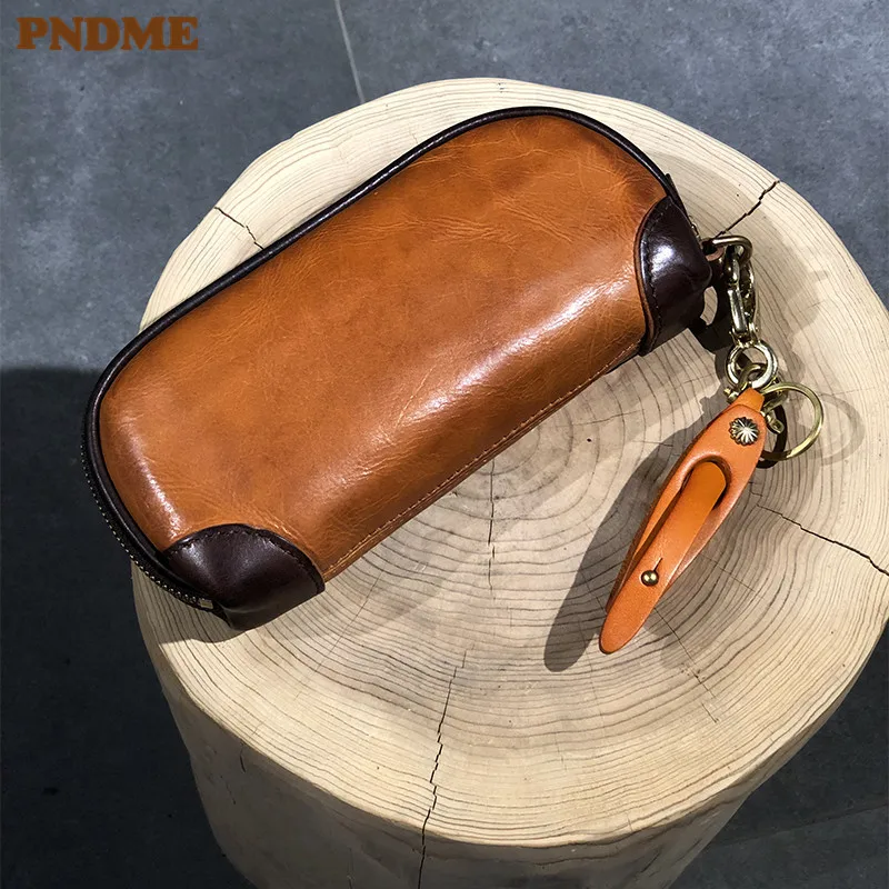 Vintage handmade luxury genuine leather men clutch bag casual designer high quality real cowhide phone card holder wallet Women