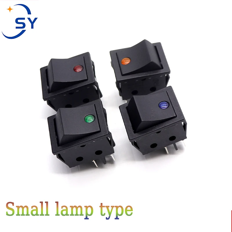1Pcs KCD4 Boat Type Small Warped Rocker Button Switch Power 4/6 Pin With Light 16A AC250V 20A 125V Self-Locking/Resetting