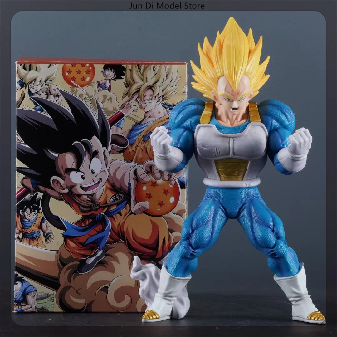 25.5cm Dragon Ball Muscle Vegeta Super Saiyan Exercise Anime Figure Model Statue Boy Collection Desktop Decoration Ornament Toy