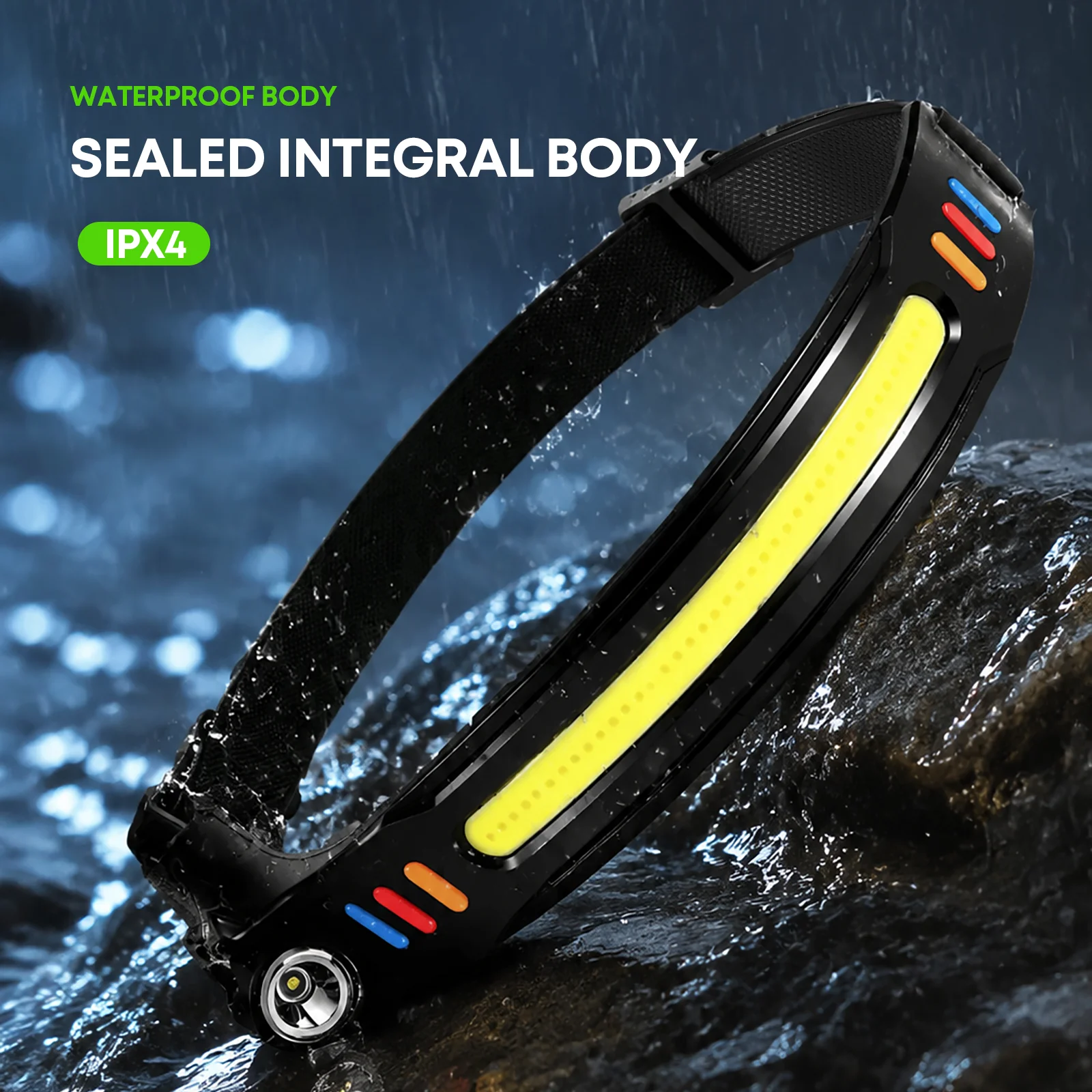 Multifunctional Outdoor Headlamp Dual COB XPE Light Source Hand Sensing Control Lightweight For Cycling Camping Repair.
