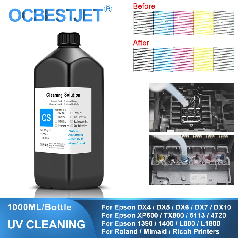 1000ML płyn do czyszczenia UV do Epson Roland Mimaki Ricoh Konica UV zmodyfikowany płyn do czyszczenia drukarki UV rozwiązanie do czyszczenia