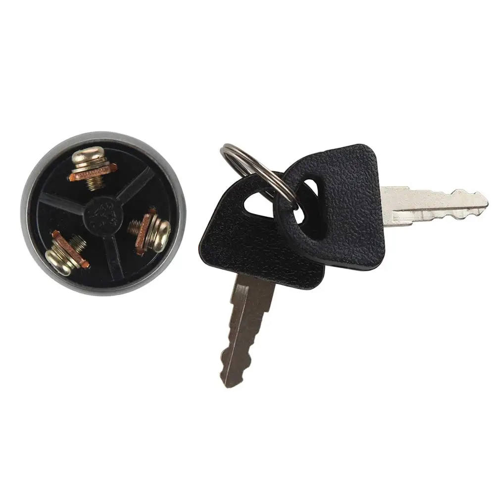 Ignition Starter Switch with 3 Position 3 Connection Terminal 2 Keys for Car, Motorcycle, Tractor, Forklift, Truck, Scooter