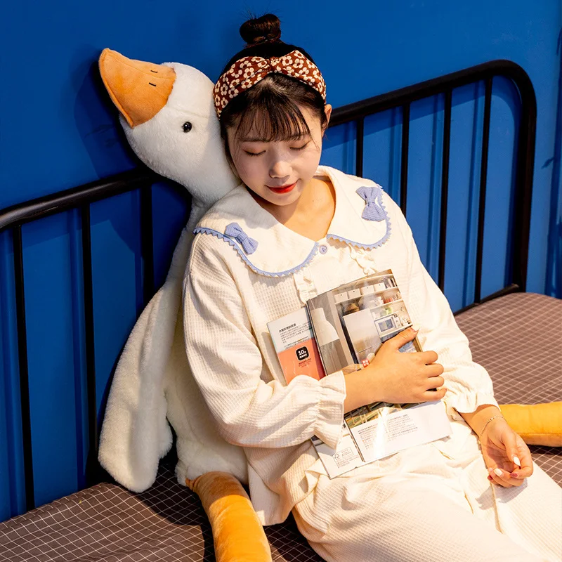 50-190cm Giant Long Plush White Goose Toy Stuffed Lifelike Big Wings Duck Hug Massage Throw Pillow Boyfriend Cushion For Girl