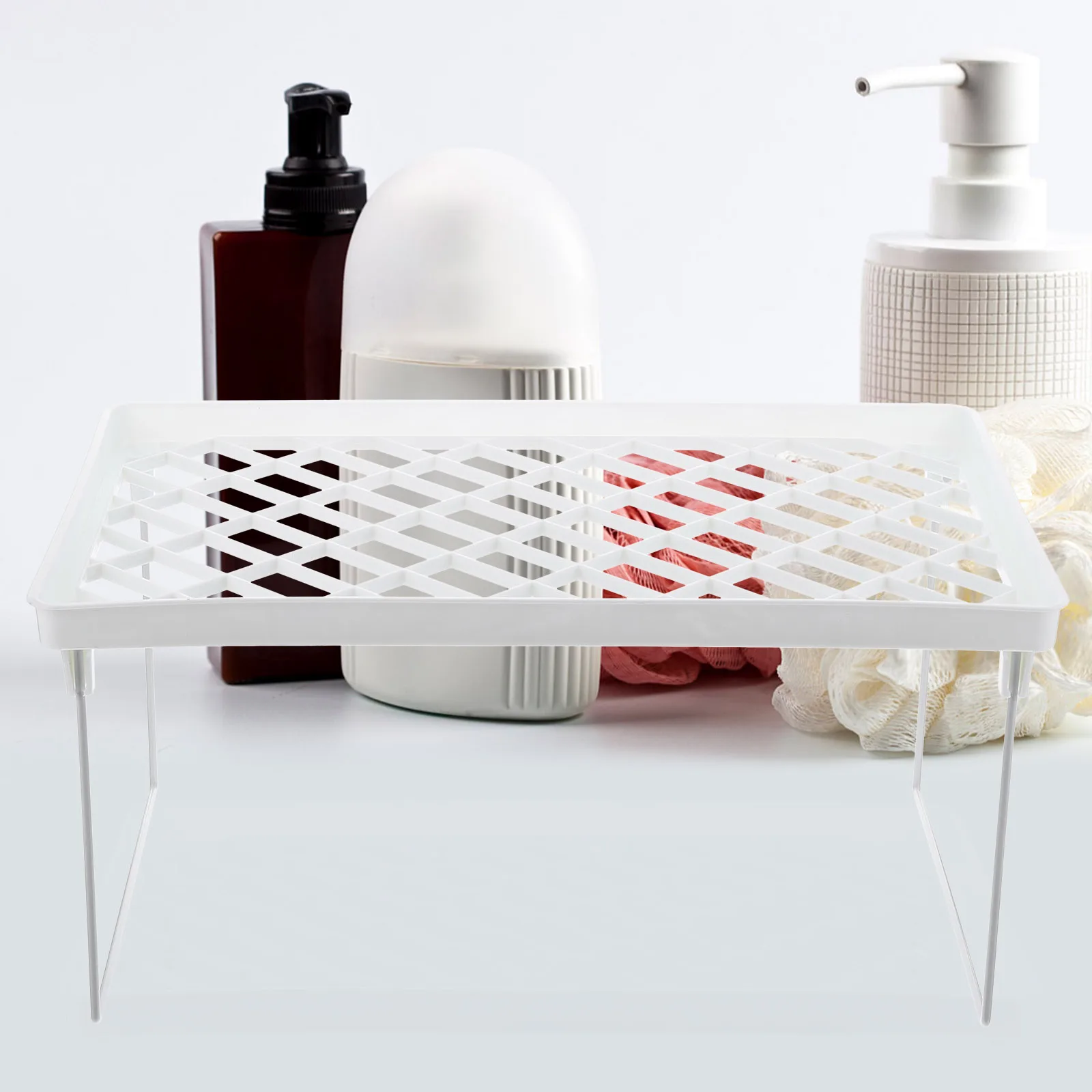 

Storage Rack Makeup Organizer Shelf Metal Plastic Countertop Bathroom Bedroom Space Saver Holder