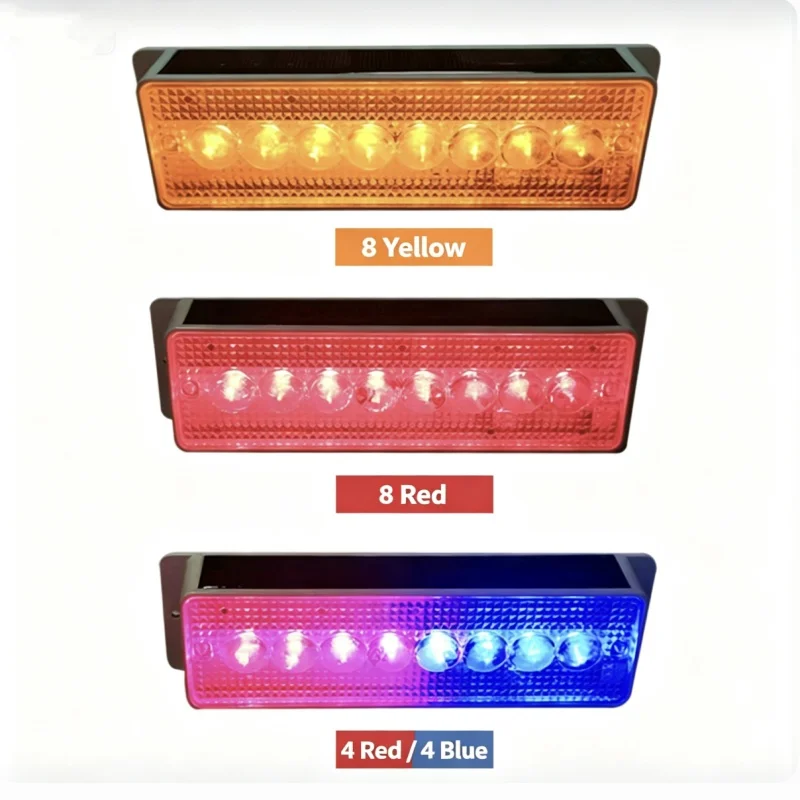 Picture 7: LED Work Strobe Warning Light Solar-Powered Reflective Waterproof for Road Construction Guardrail Truck Side Rear Light Trailers