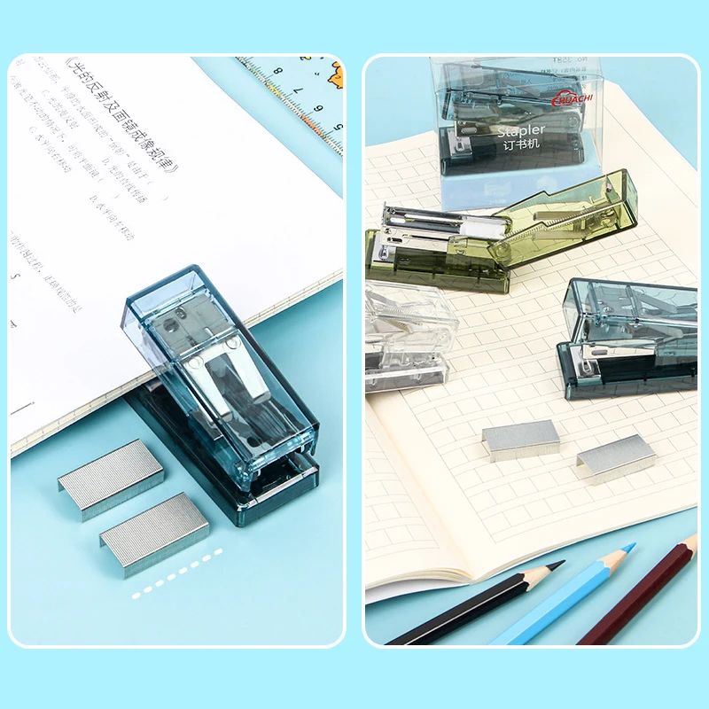 Transparent Mini Stapler Set Office Simple Stapler Student Stationery Data Arrangement Stapler Wholesale