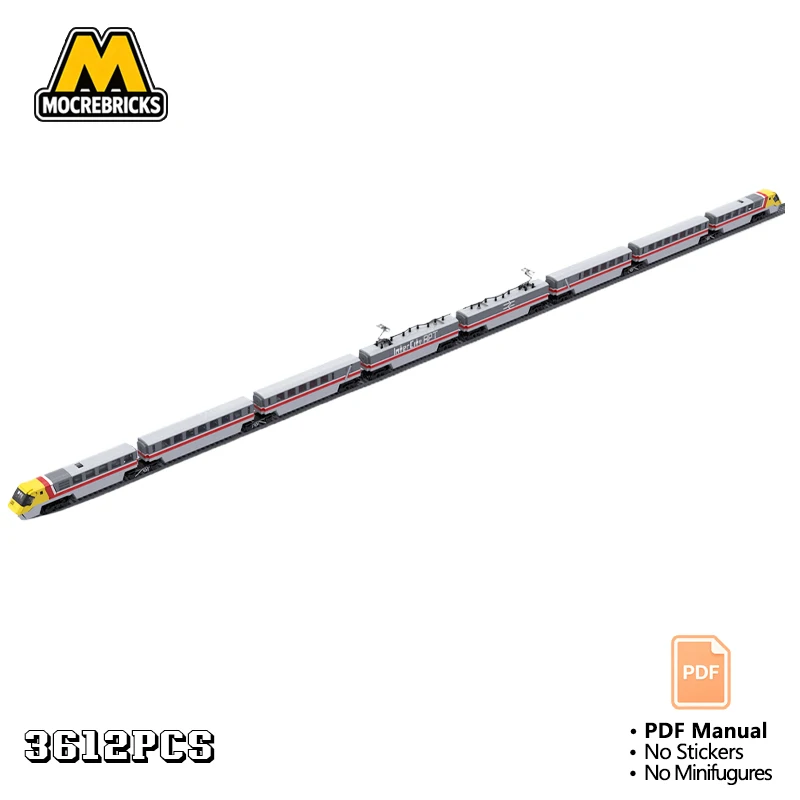 

MOC Futuristic High-Speed Passenger Train Building Blocks Set Streamlined Commuter Express Model Adult Collection Gift Toy