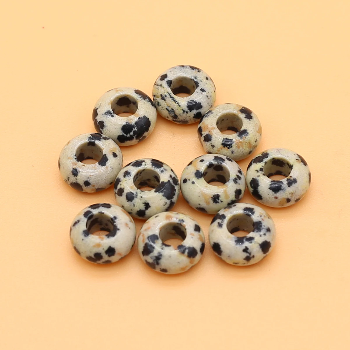 Speckled Stone Beads Abacus Shape Big Hole Natural Stone Beads Lucky Charm Pendants For Jewelry Making DIY Accessories