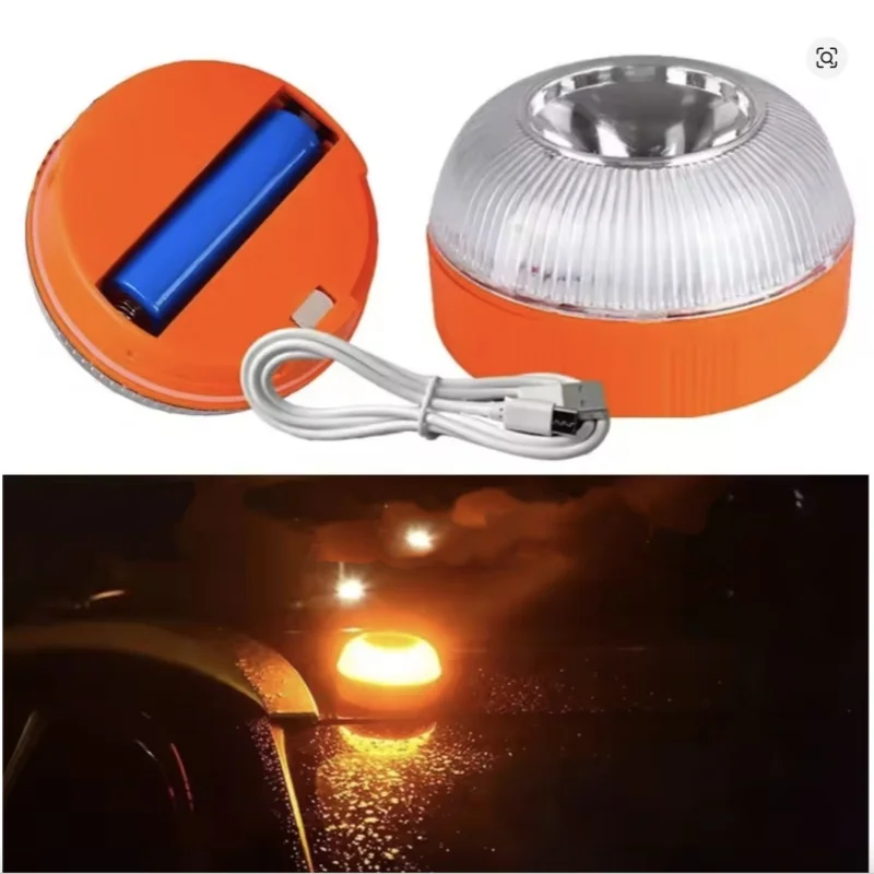 Car Emergency Beacon Light USB Rechargeable Magnetic Induction Auto Strobe Flashing Warning Light Help Flash Safety Signal Lamp