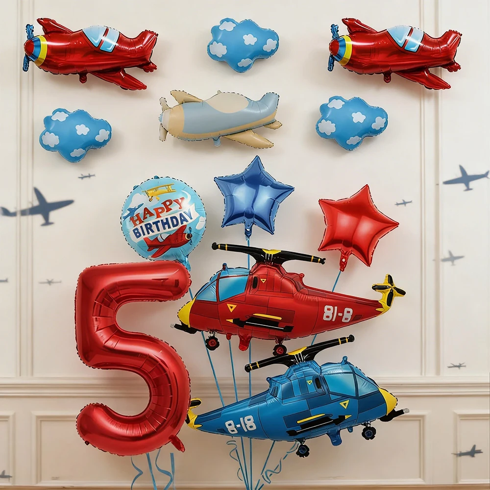 Helikopter Flugzeug Ballon Party Deko Flugzeug Geburtstag Zahlenballon Deko Jungen Piloten Flugzeug Geburtstagsparty Dekoration