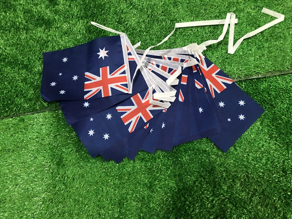 SKY FLAG ออสเตรเลีย bunting ธง 14x21 ซม.20 ชิ้น/ล็อตโพลีเอสเตอร์ธงออสเตรเลีย String แบนเนอร์ Buntings เทศกาลวันหยุด