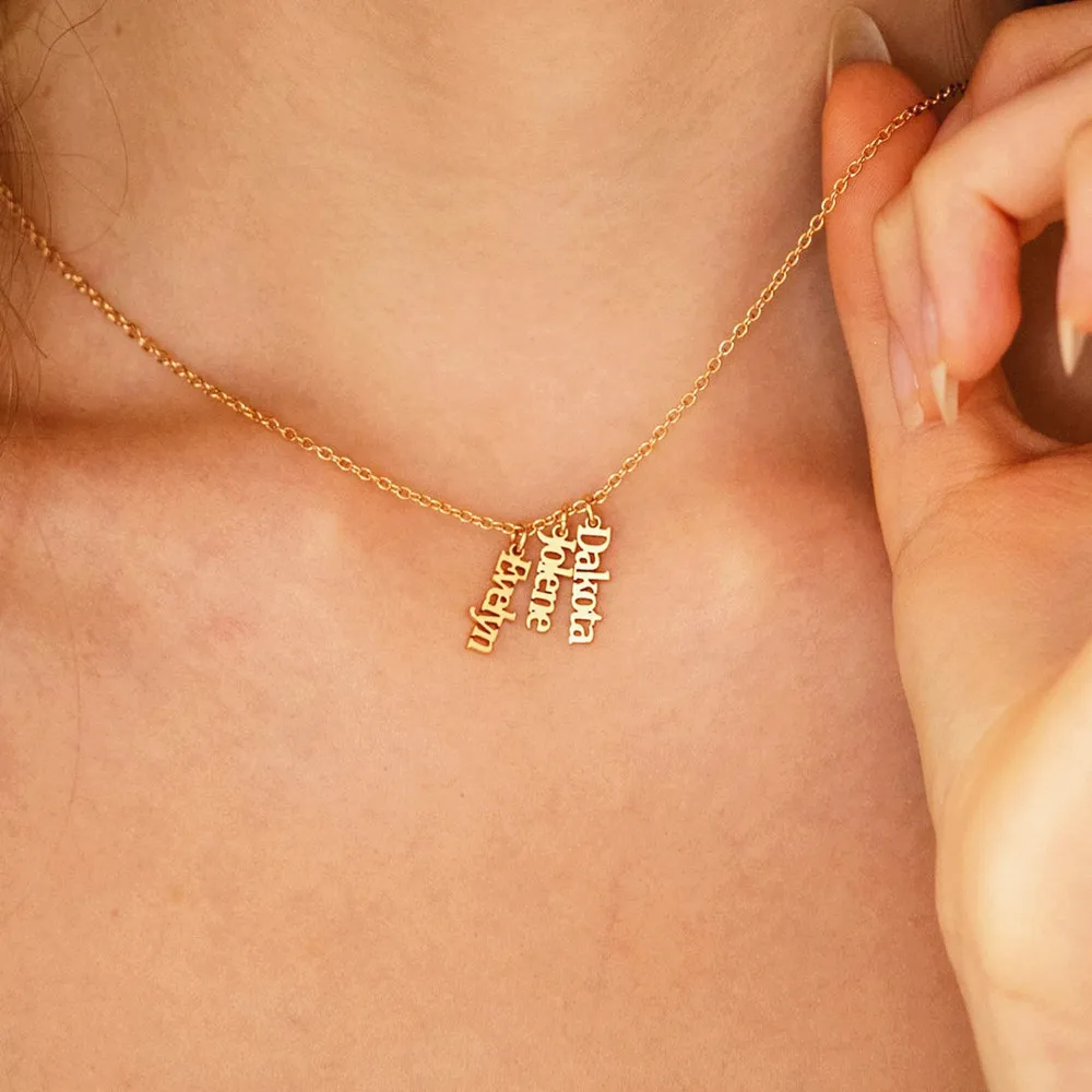 مخصص متعدد اسم قلادة الفولاذ المقاوم للصدأ الحد الأدنى مجوهرات عمودي قلادة بحرف أمي شقيقة هدية الكريسماس #4