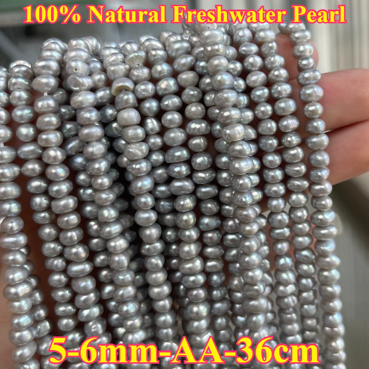 

5-6mm AA Fine Natural Freshwater Gray Oval Delicate Pearl Spacer Bead Jewelry for Make DIY Necklace Bracelet Women Gift Wedding