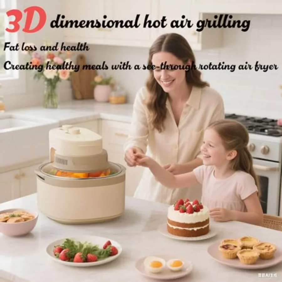 مقلاة هوائية قابلة للدوران 8 في 1 مجموعة فرن محمصة 7.5QT مقلاة هوائية زجاجية كبيرة سريعة تكنولوجيا الهواء الساخن طباخ ذكي بحجم عائلي M #2