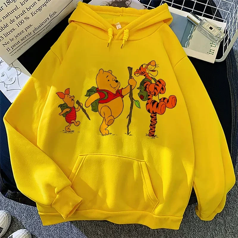 Disney-Women's Winnie The Pooh Anime Tops de Manga Comprida Harajuku, moletons femininos extragrandes, Streetwear Hoodies, outono, Y2K