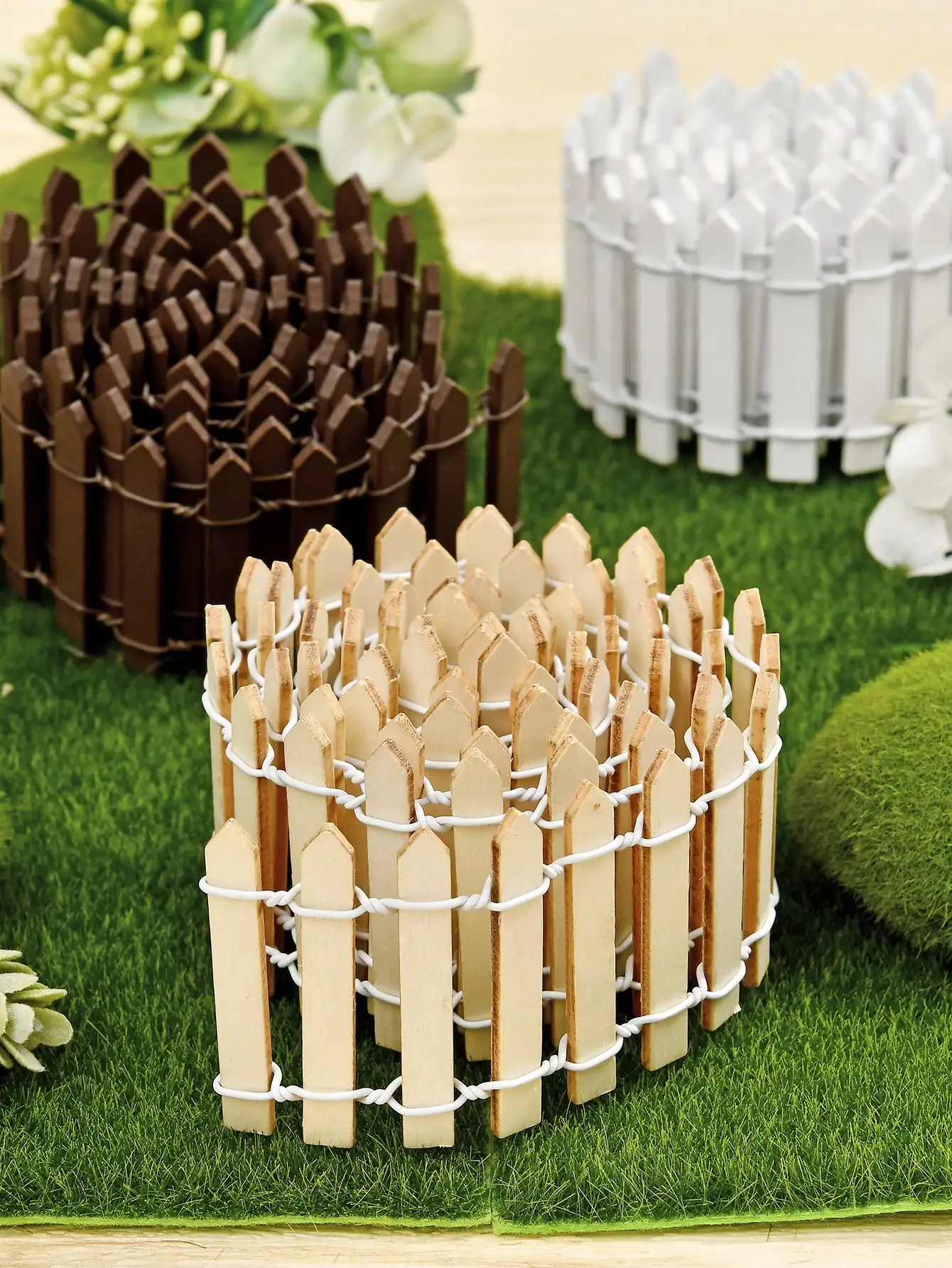 1 mini wooden fence, fairy garden miniature garden flower pot accessories, home room garden decoration