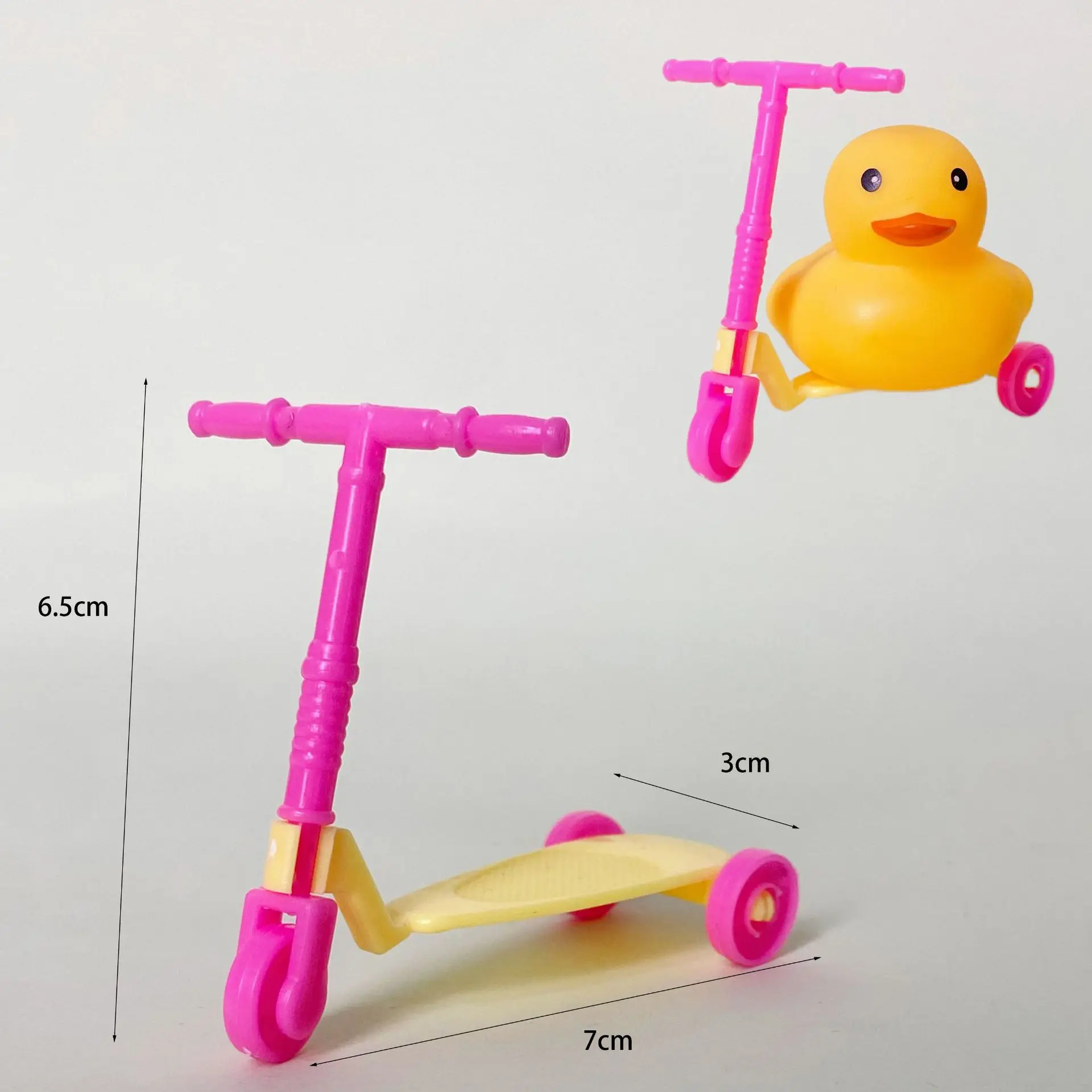 5Pcs Cute Mini Yellow Duck Accessories Kids Play House Toy Accessories Cartoon Rocking Chair Scooter Folding Chair Swimming Ring