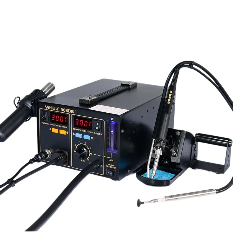 

Best selling 3 in 1 YIHUA 968DB+ Vacuum Smoke Iron + Air Flow Ball Hot Air Gun Handle 220V 110V