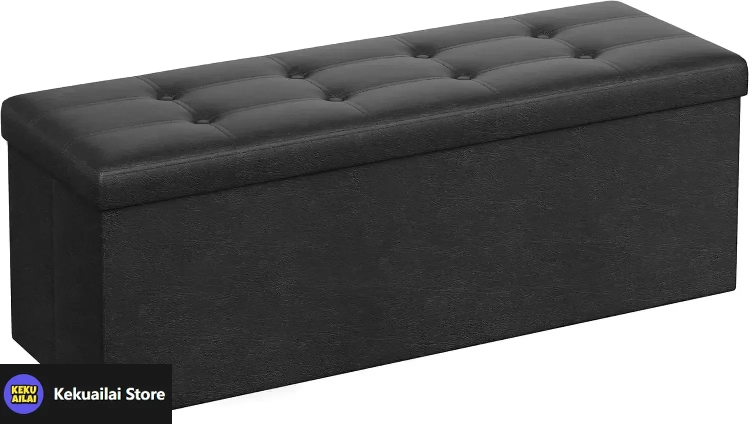 

SONGMICS 43 Inches Folding Storage Ottoman Bench, Storage Chest, Footrest, Coffee Table, Padded Seat, Faux Leather