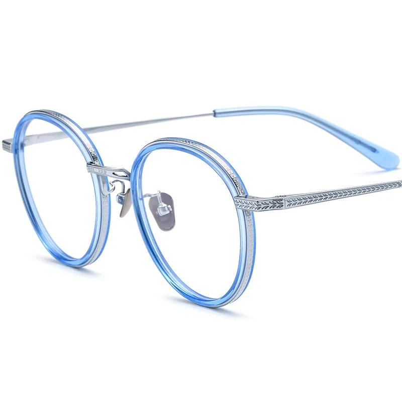 Pure titanium frames classic fashion senior men's and women's match color personality retro round near-vision frame