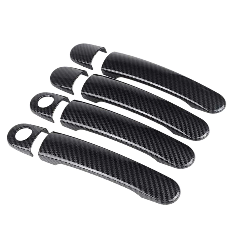 8PCS For Golf 4 MK4/Rabbit A4 1J 1997-2006 Door Handle Cover Trim Carbon Fiber Black Car Door Handle Covers 2 Holes