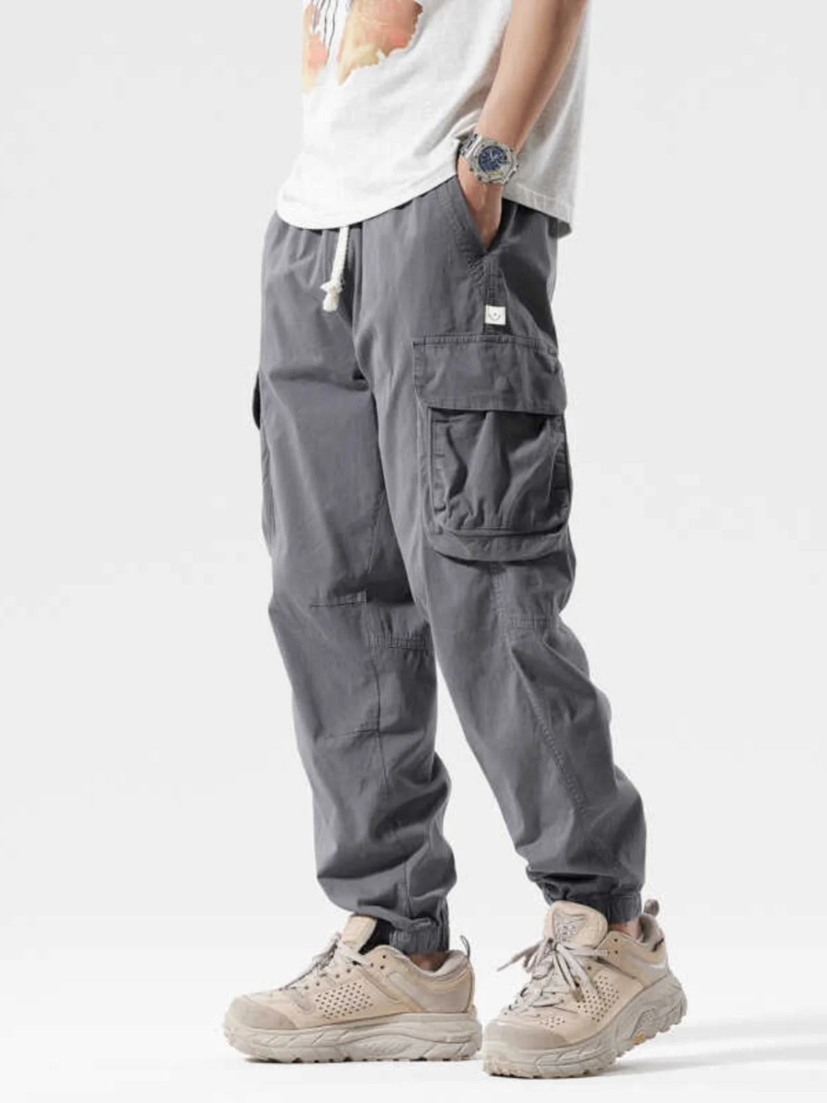 

Мужские брюки-карго свободного кроя для работы, весенне-осенние, тонкие, в стиле милитари, с манжетами, длинные, функциональные, повседневные, многофункциональные