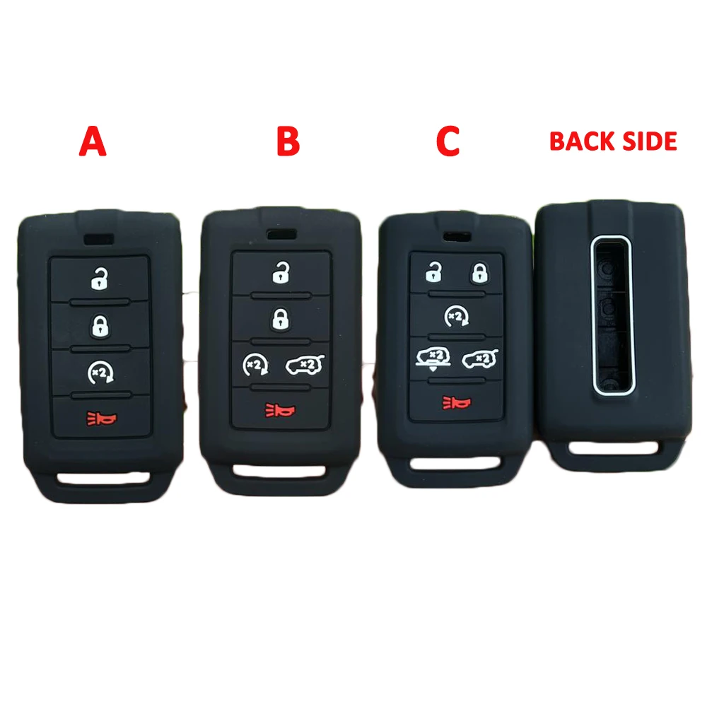 3 4 5 6 Buttons Silicone Car Key Case Cover for Jeep Wagoneer 2021- 2023 for Dodge RAM 1500 2a500 RAM2500 TRX Remote Accessories