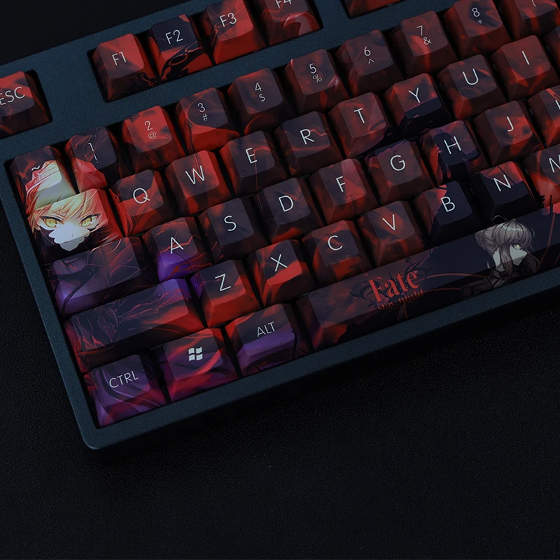 108 Kunci Fate Stay Night Zero Saber Keycaps Profil Ceri Keycap Anime Dua Dimensi PBT 5-Side Sublimasi Keyboard Keycap