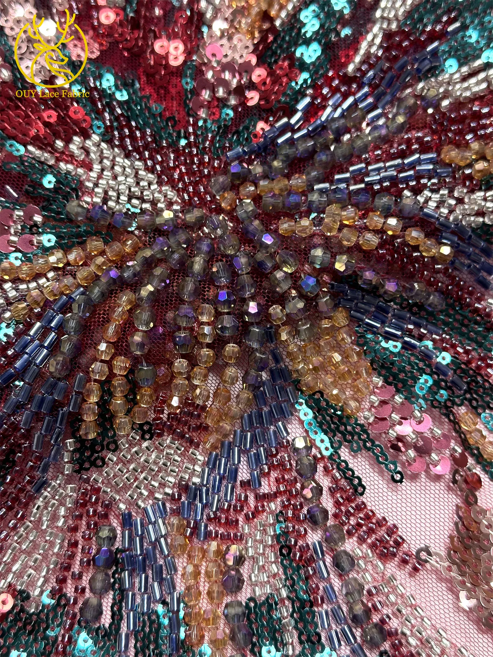 2026 Luxuriöser mexikanischer Perlen-Spitzenstoff 2026 Premium französischer nigerianischer Pailletten-Spitzenstoff, ideal für Hochzeitskleider und Partykleider – Detail 15