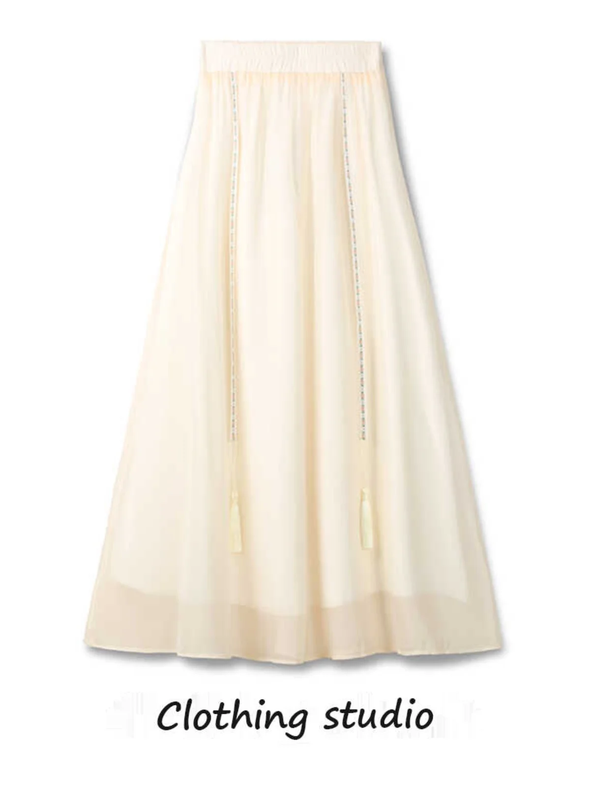 Ele-falda Midi acampanada de cintura alta para mujer, vestido largo chino Faion, falda de encaje Chantilly, verano 2024