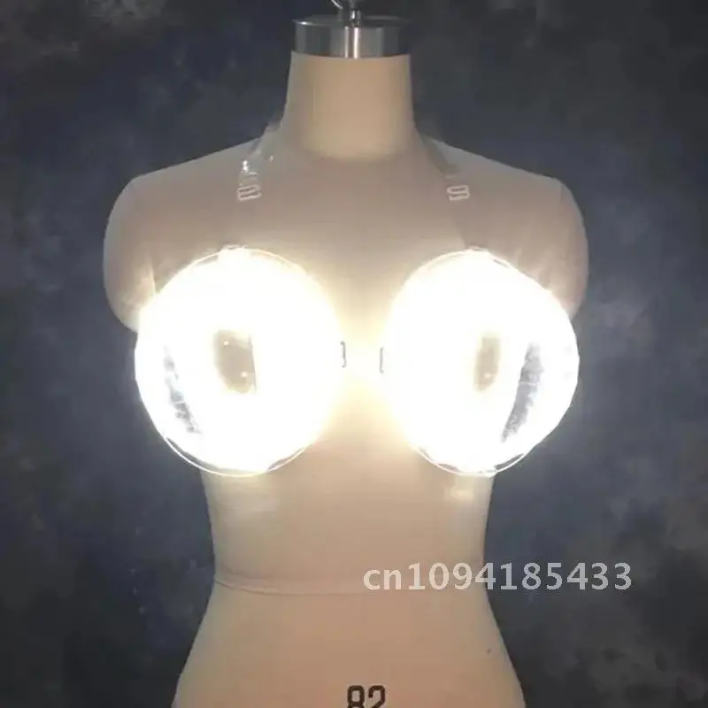 Rainbow LED Bra for Drink Feed Nightclub Luminous Top Bar DJ Light Up Costume Cosplay Clothing Glow Party Supply Rave Wear