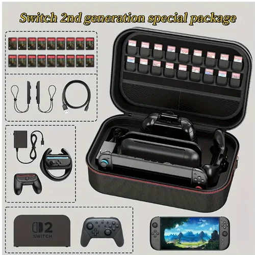 Imagen 2 del producto Bolsa de almacenamiento de gran capacidad para Switch 2, bolso portátil, Estuche De Viaje anticaída, adecuado para almacenar Switch 2, kit de accesorios