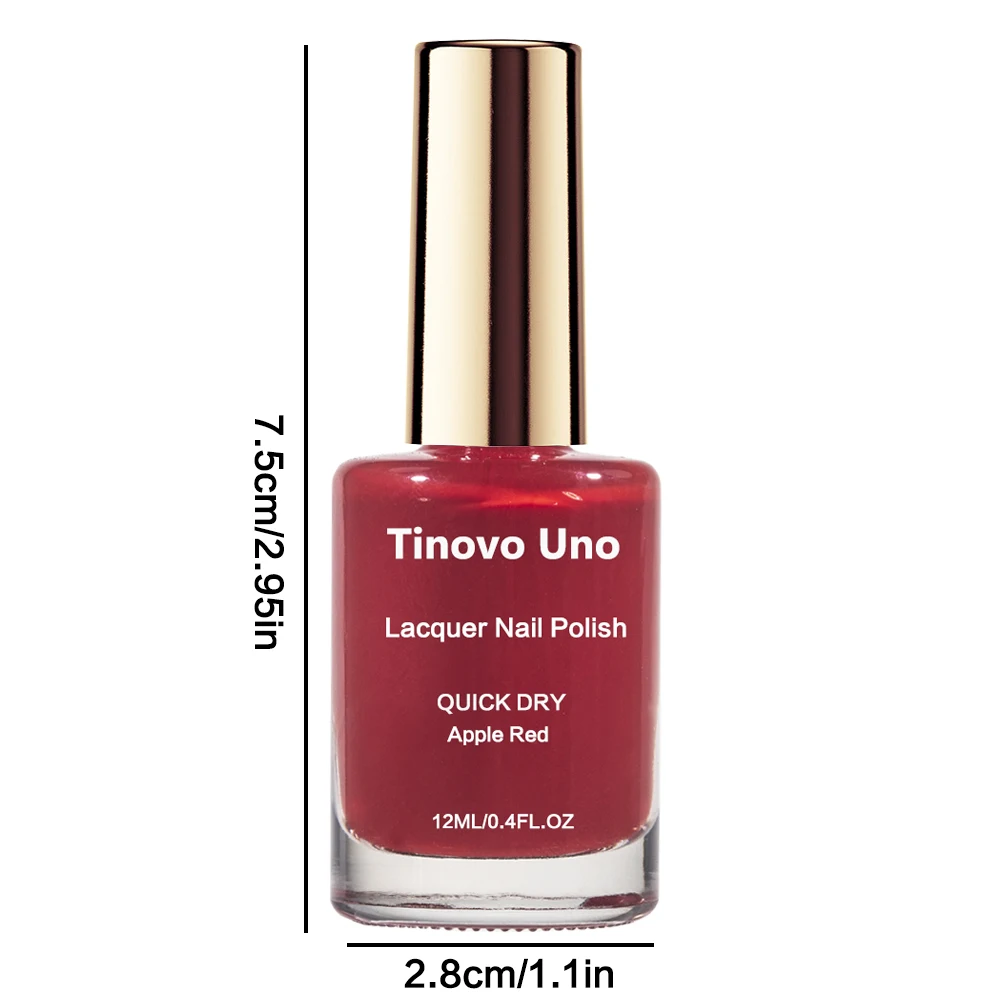 Tinovo Uno Smalto per unghie rosso mela Super Shine Rinforzo per unghie normale Indurente Asciugatura rapida Riparazione manicure Unghie sottili e danneggiate