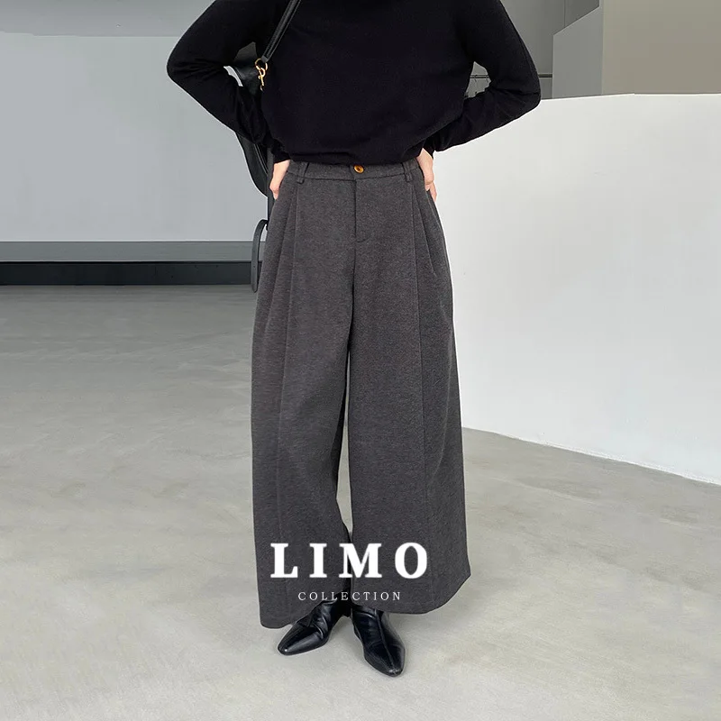 LIMO 2025 Pleated Wide Leg Pants for Women High Waisted Cotton Blend Trousers Casual Fall Winter Office Daily Wear Travel Pants